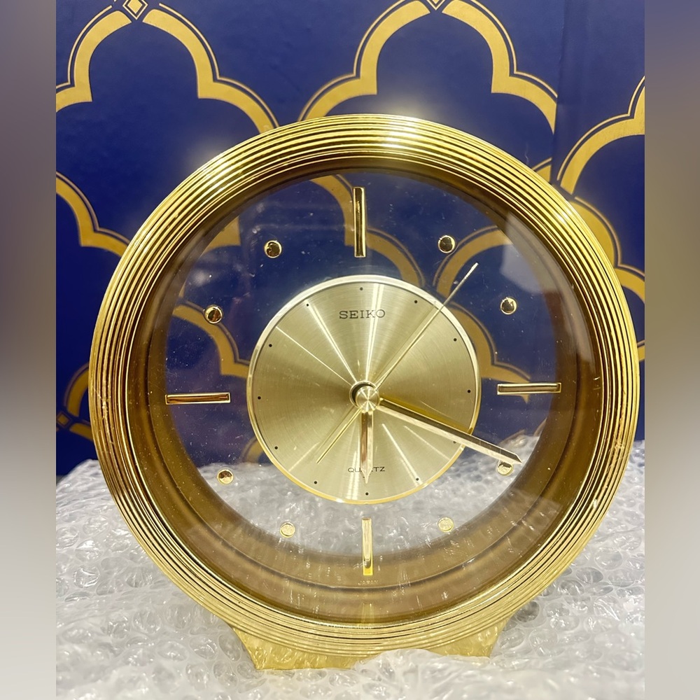 Seiko  Round Brass Floating Desk Clock